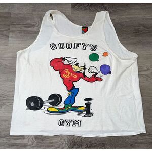 Vintage Goofy's Gym Unlimited Disney Tank Top Shirt Size OSFA Pumped Up